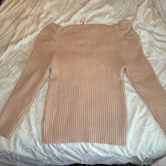 Pretty garden long sleeve V-neck rib, knit sweater, puff sleeves in large NWT - Picture 8 of 8